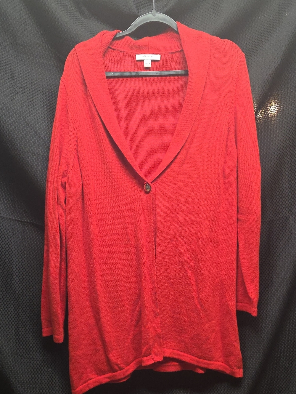 Liz Claiborne Red Hooded Shawl-Collar Cardigan